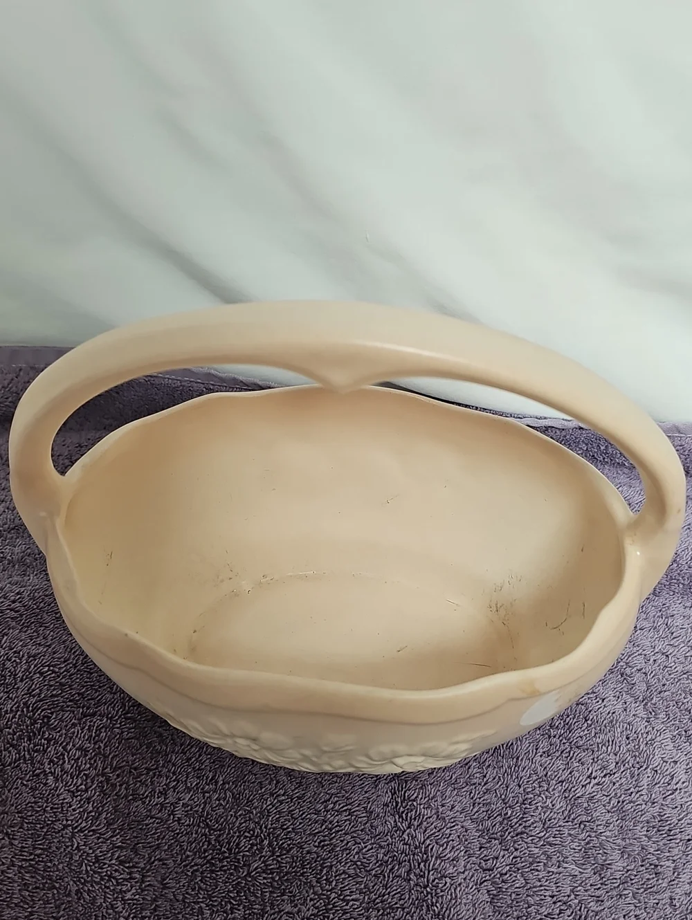 Vintage USA Hull Pottery Floral Basket Hombre Cream and Pink Basket/Planter
